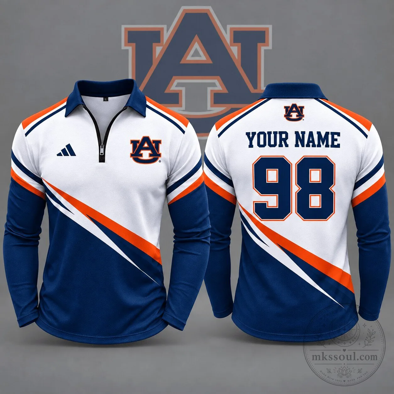 Auburn Tigers Personalized Elite Motion Quarter Zip Long Sleeve Polo Shirt