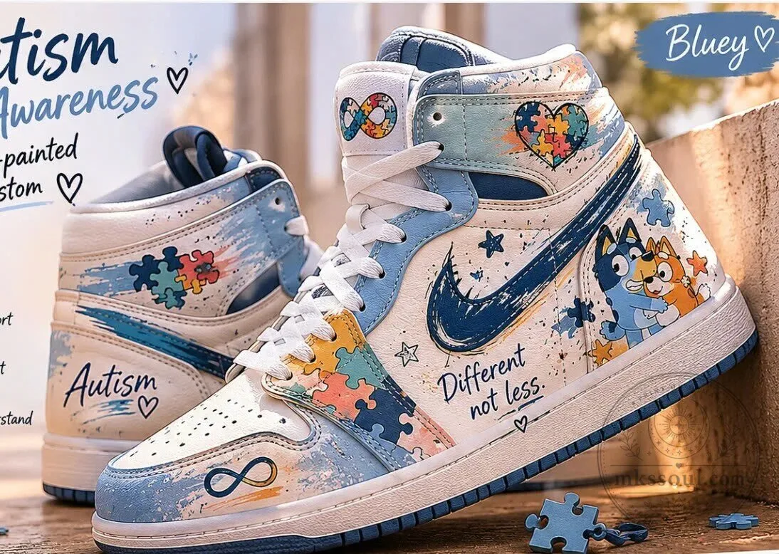 Autism Awareness Bluey Cartoon High-Top Custom Sneakers