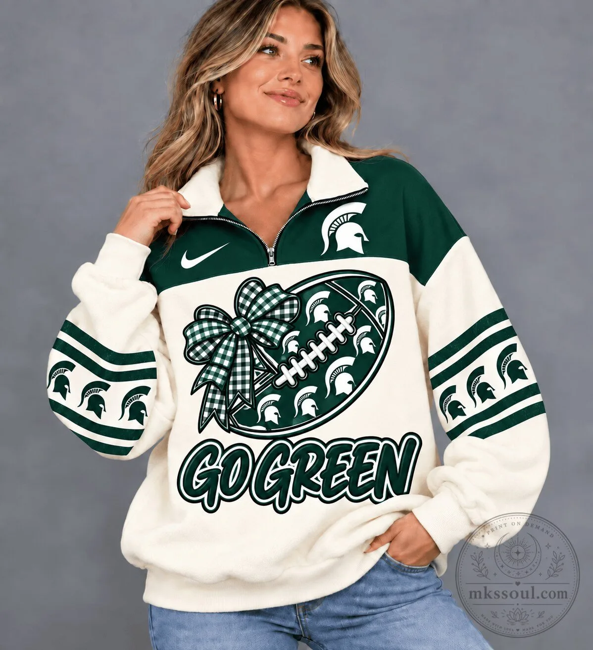 Michigan State Spartans Go Green Football Quarter-Zip Sweatshirt