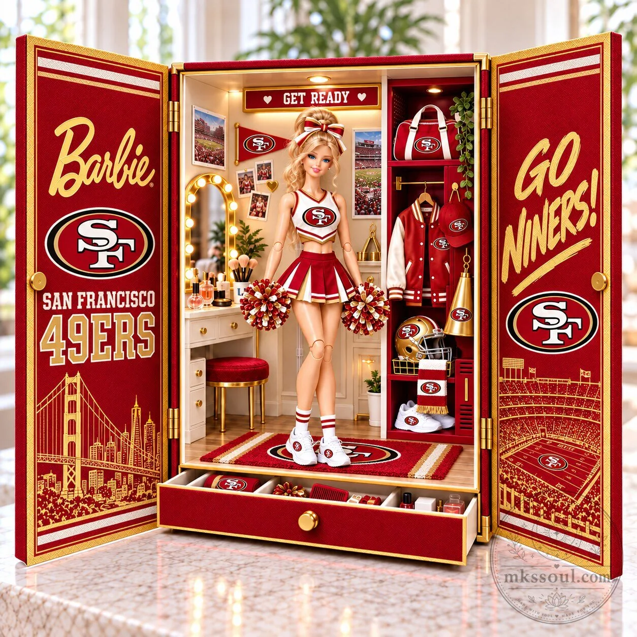 Barbie San Francisco 49ers Cheerleader Collectible Doll Figure