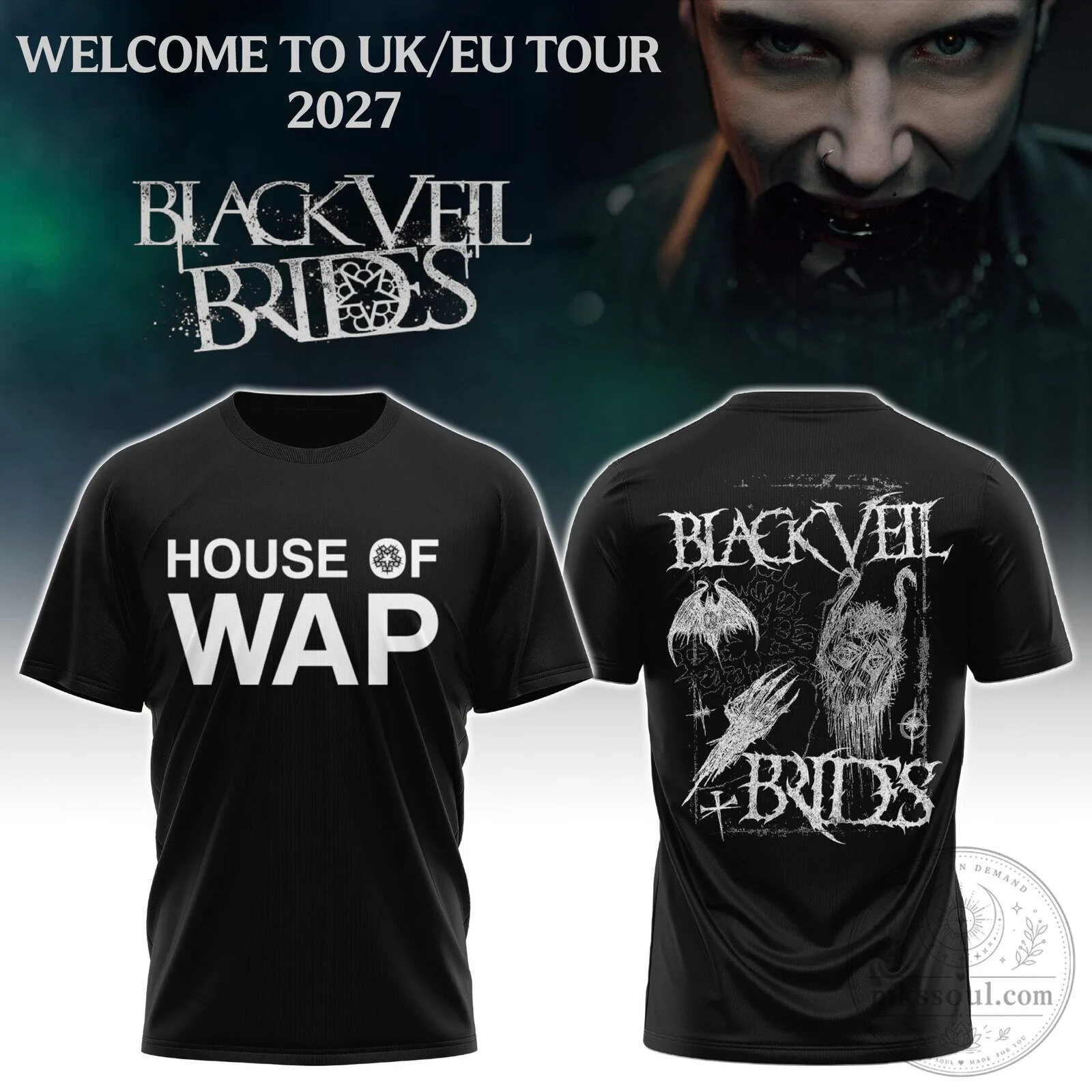 Black Veil Brides House Of WAP Rock Band Music Fan T-Shirt