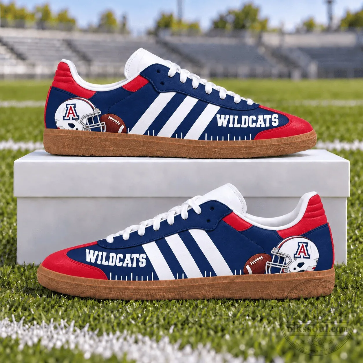 Arizona Wildcats Football Team Logo Blue and Red Athletic Shoes