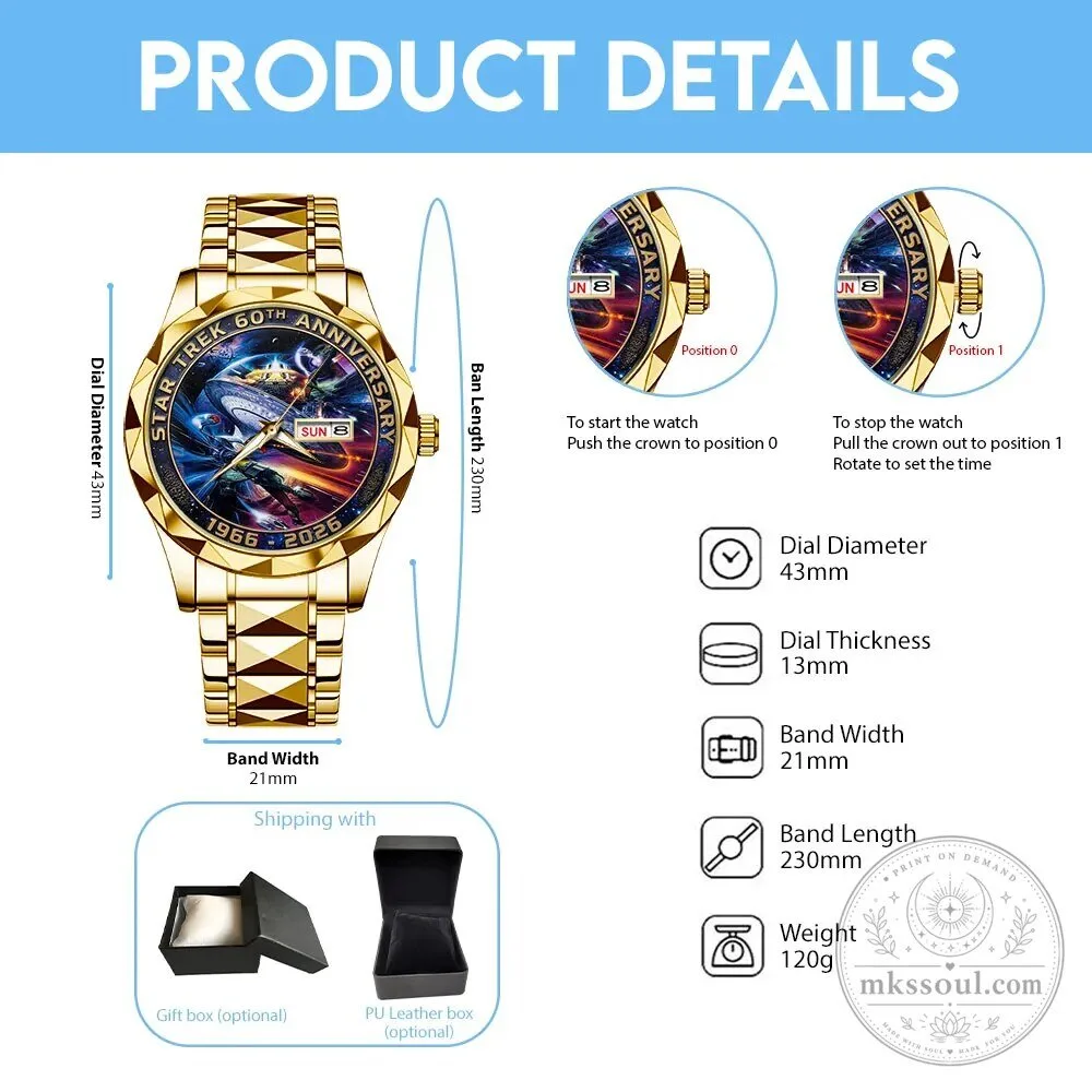 Gold Stainless Steel Quartz Watch for Star Trek's 60th Anniversary 8 Gold Stainless Steel Quartz Watch for Star Trek