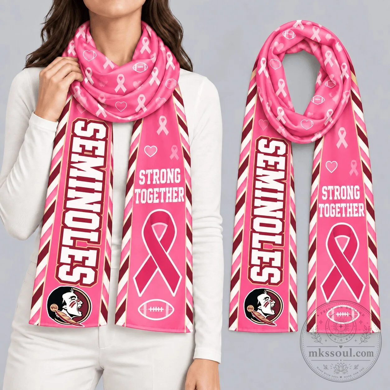 Florida State Seminoles Breast Cancer Awareness Pink Strong Together Scarf