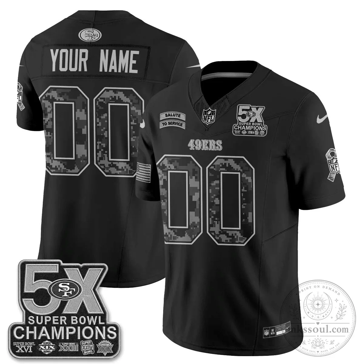 San Francisco 49ers 5X Super Bowl Champions Salute To Service Football Jersey