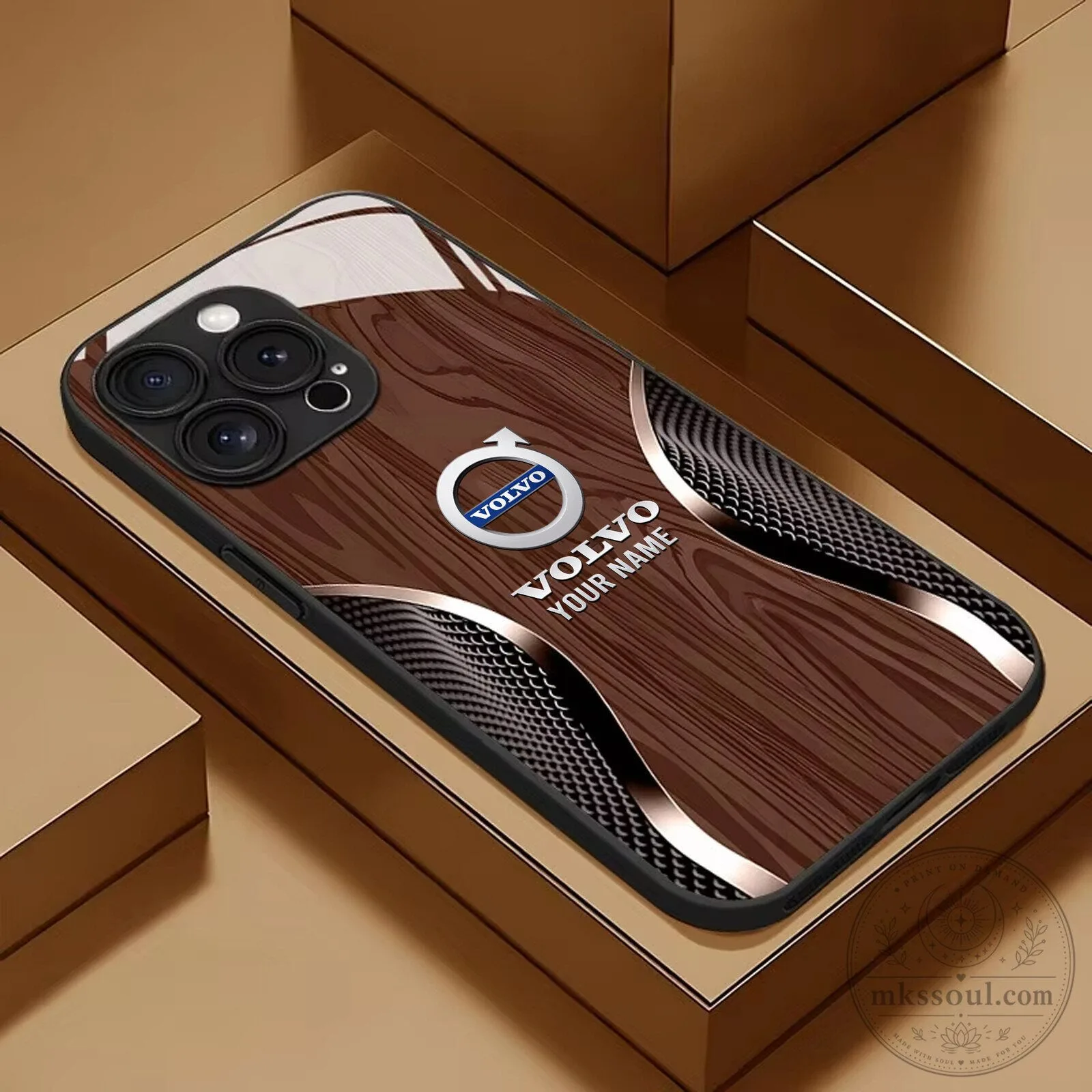 Volvo Custom Name Black Wood Grain Pattern iPhone Phone Case 7 Volvo Custom Name Black Wood Grain Pattern iPhone Phone Case