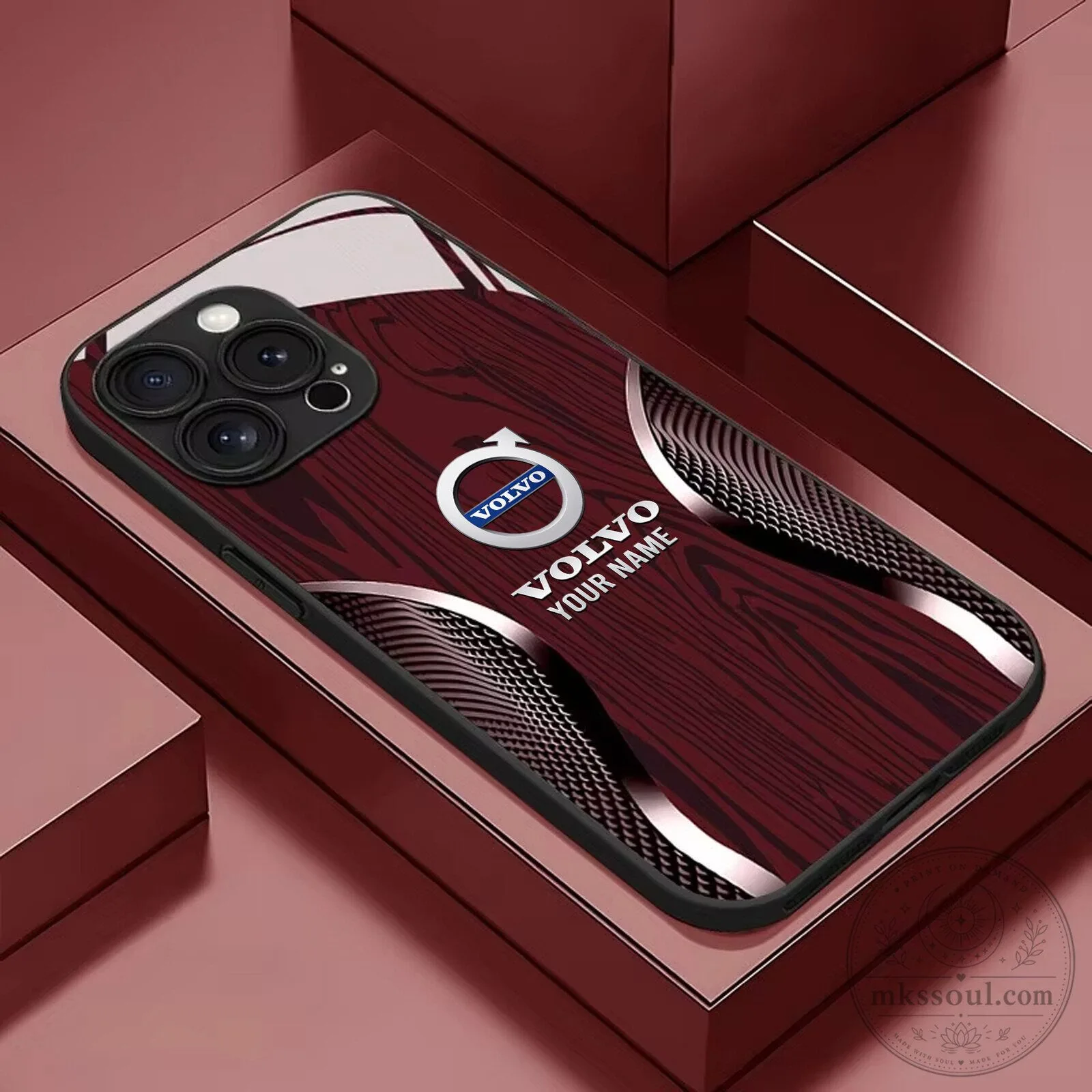 Volvo Custom Name Black Wood Grain Pattern iPhone Phone Case 8 Volvo Custom Name Black Wood Grain Pattern iPhone Phone Case