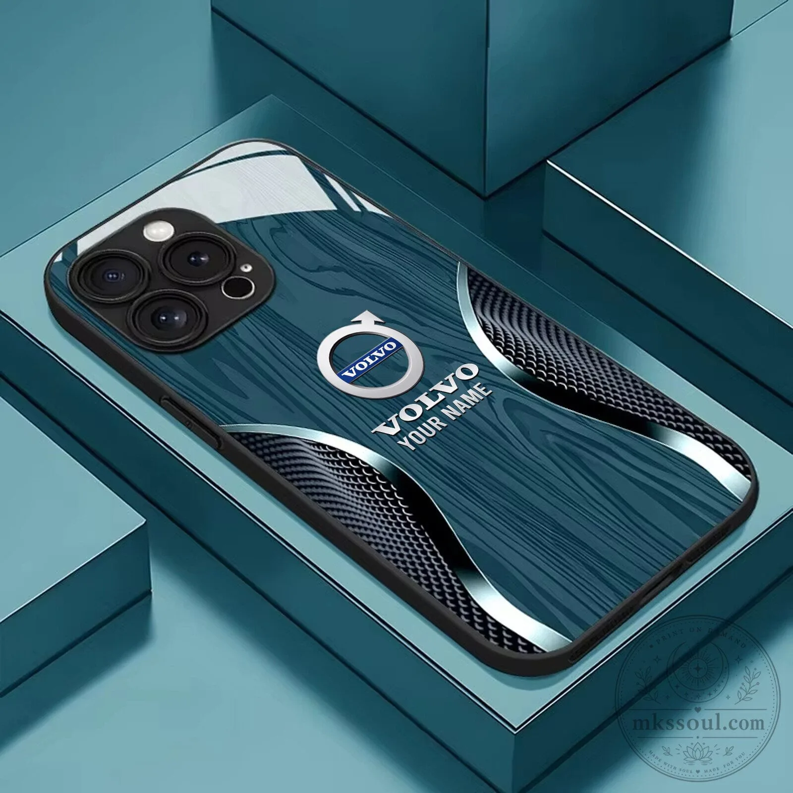 Volvo Custom Name Black Wood Grain Pattern iPhone Phone Case 10 Volvo Custom Name Black Wood Grain Pattern iPhone Phone Case