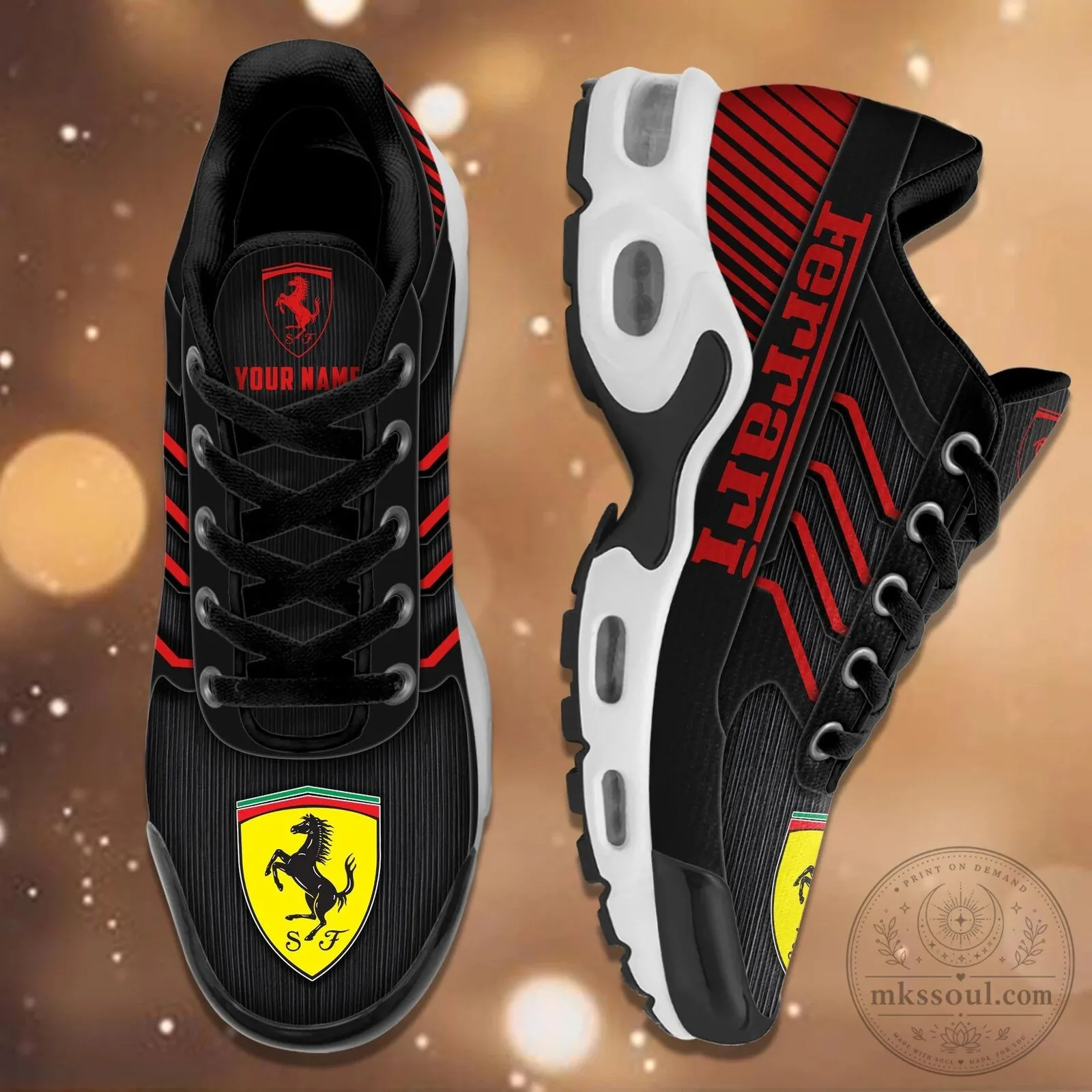 Ferrari Custom Name Black and Blue Sports Running Shoes 13 Ferrari Custom Name Black and Blue Sports Running Shoes