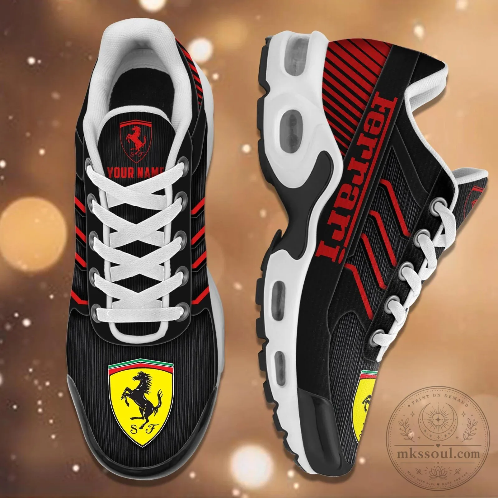 Ferrari Custom Name Black and Blue Sports Running Shoes 14 Ferrari Custom Name Black and Blue Sports Running Shoes