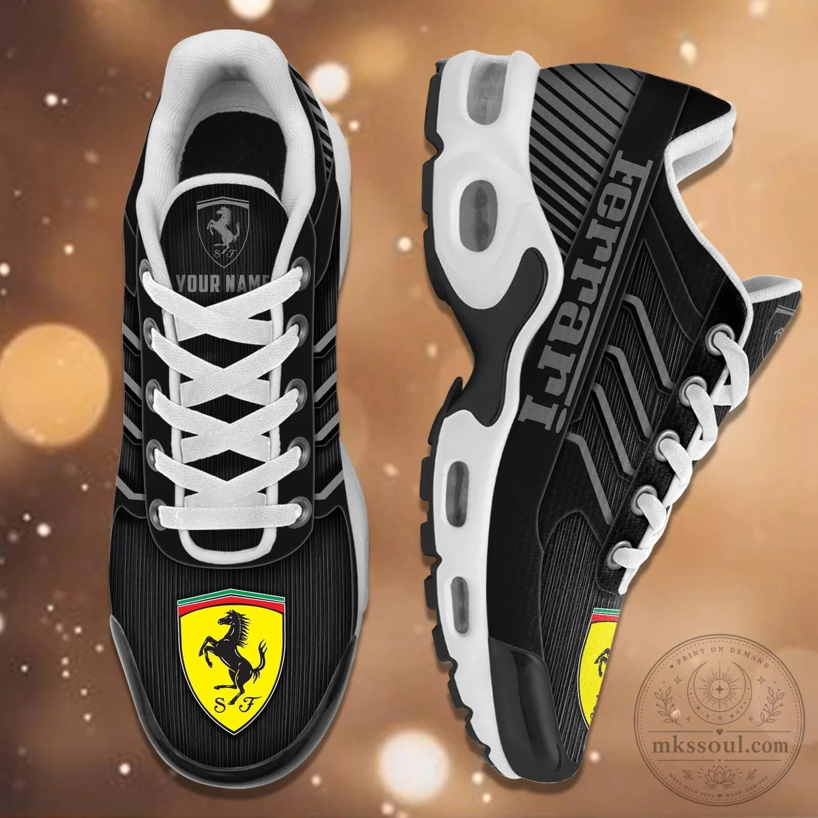 Ferrari Custom Name Black and Blue Sports Running Shoes 15 Ferrari Custom Name Black and Blue Sports Running Shoes