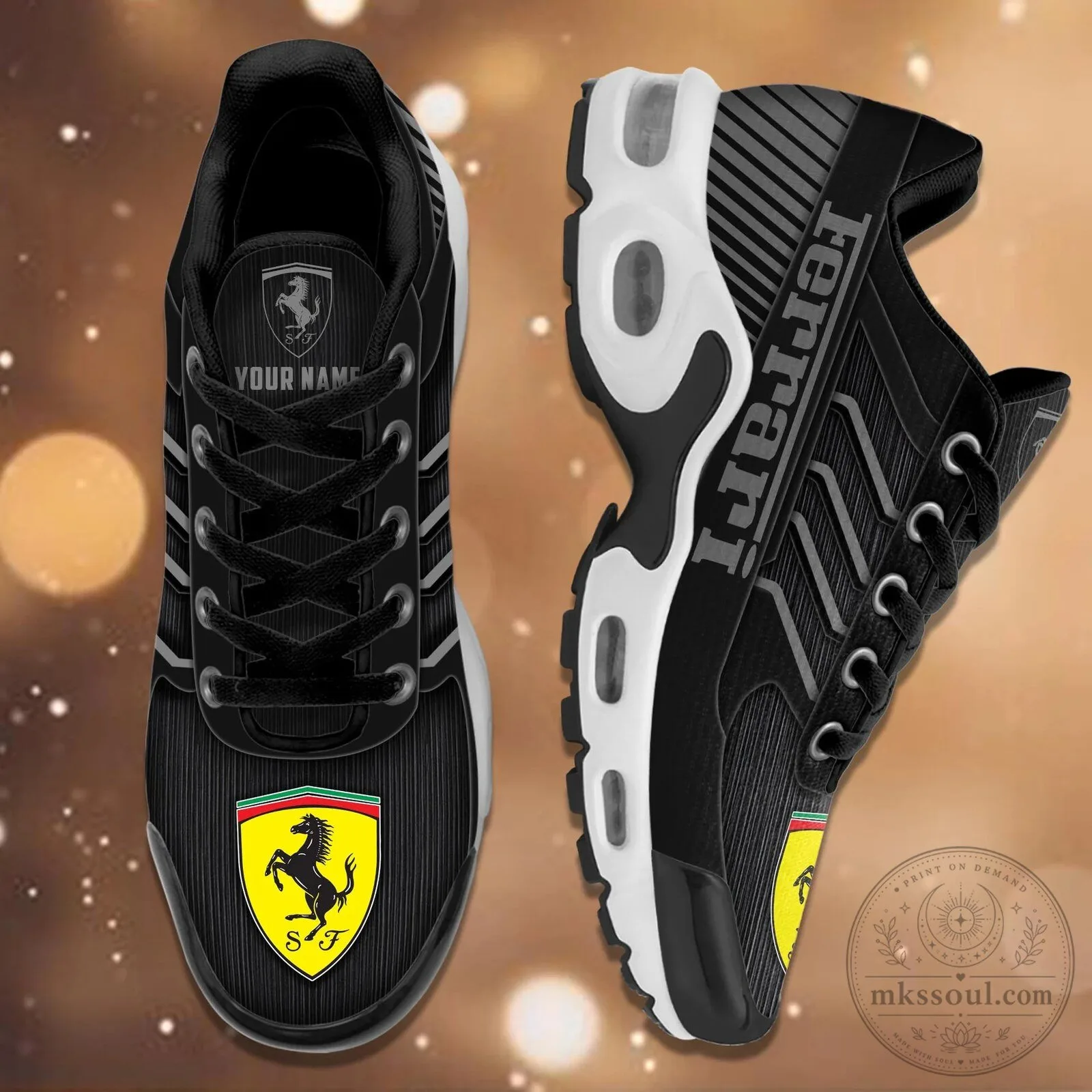 Ferrari Custom Name Black and Blue Sports Running Shoes 16 Ferrari Custom Name Black and Blue Sports Running Shoes