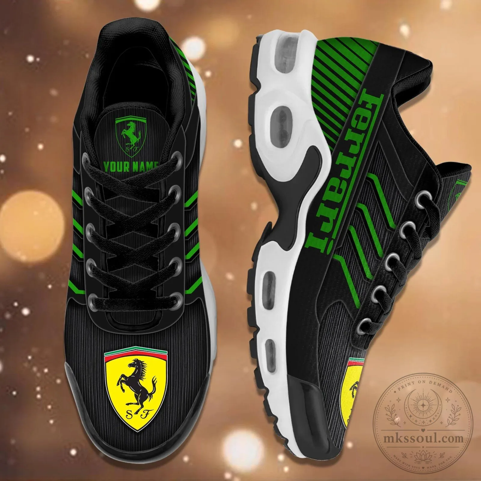 Ferrari Custom Name Black and Blue Sports Running Shoes 17 Ferrari Custom Name Black and Blue Sports Running Shoes