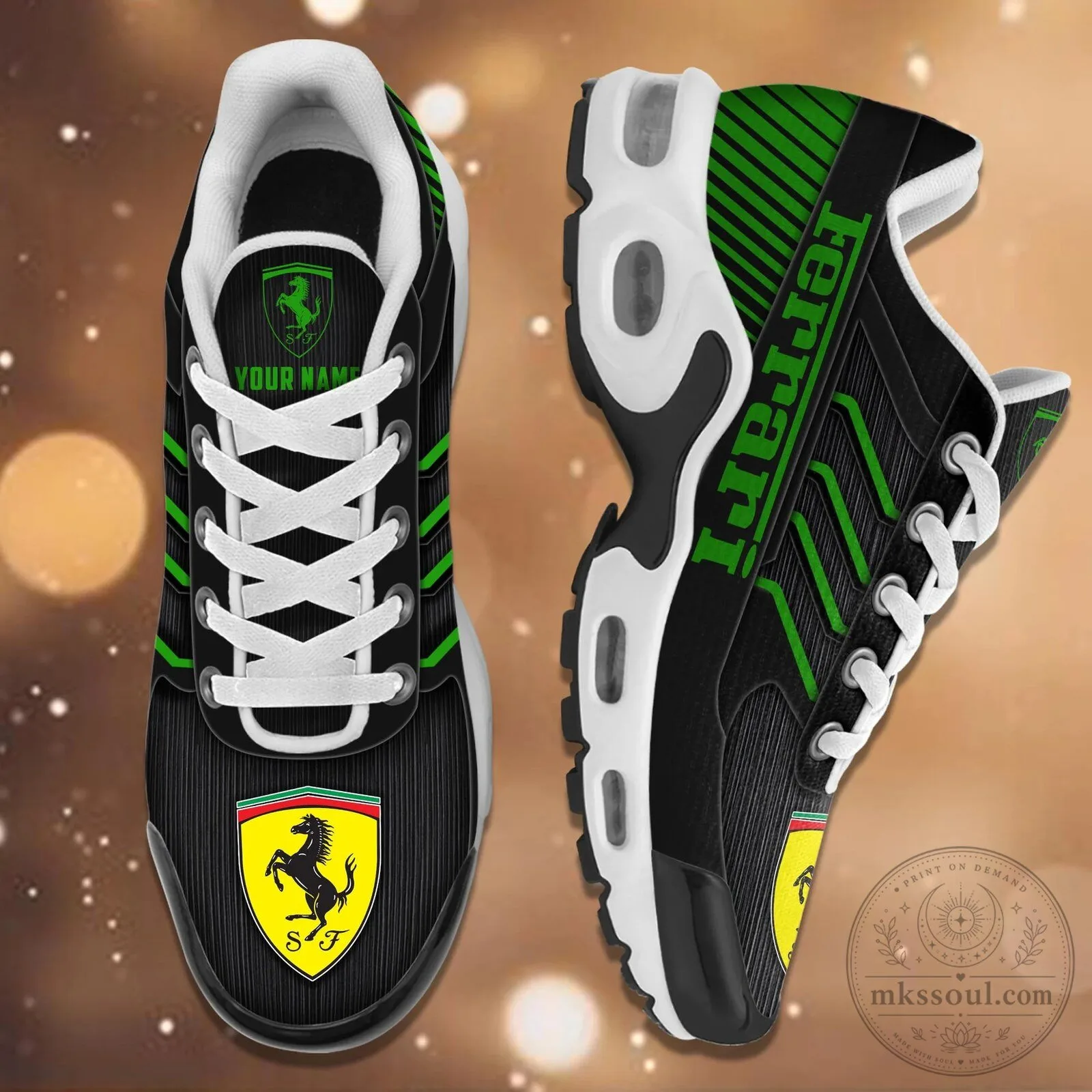 Ferrari Custom Name Black and Blue Sports Running Shoes 18 Ferrari Custom Name Black and Blue Sports Running Shoes
