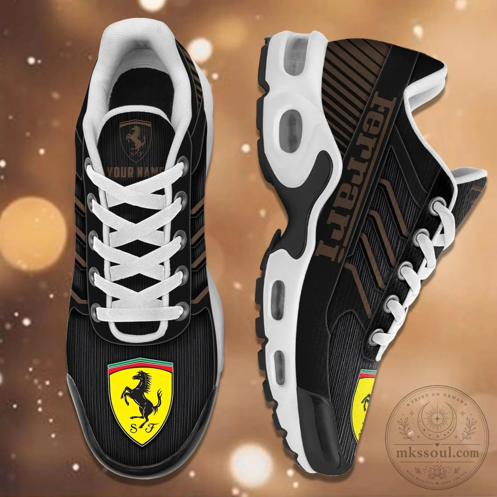 Ferrari Custom Name Black and Blue Sports Running Shoes 19 Ferrari Custom Name Black and Blue Sports Running Shoes
