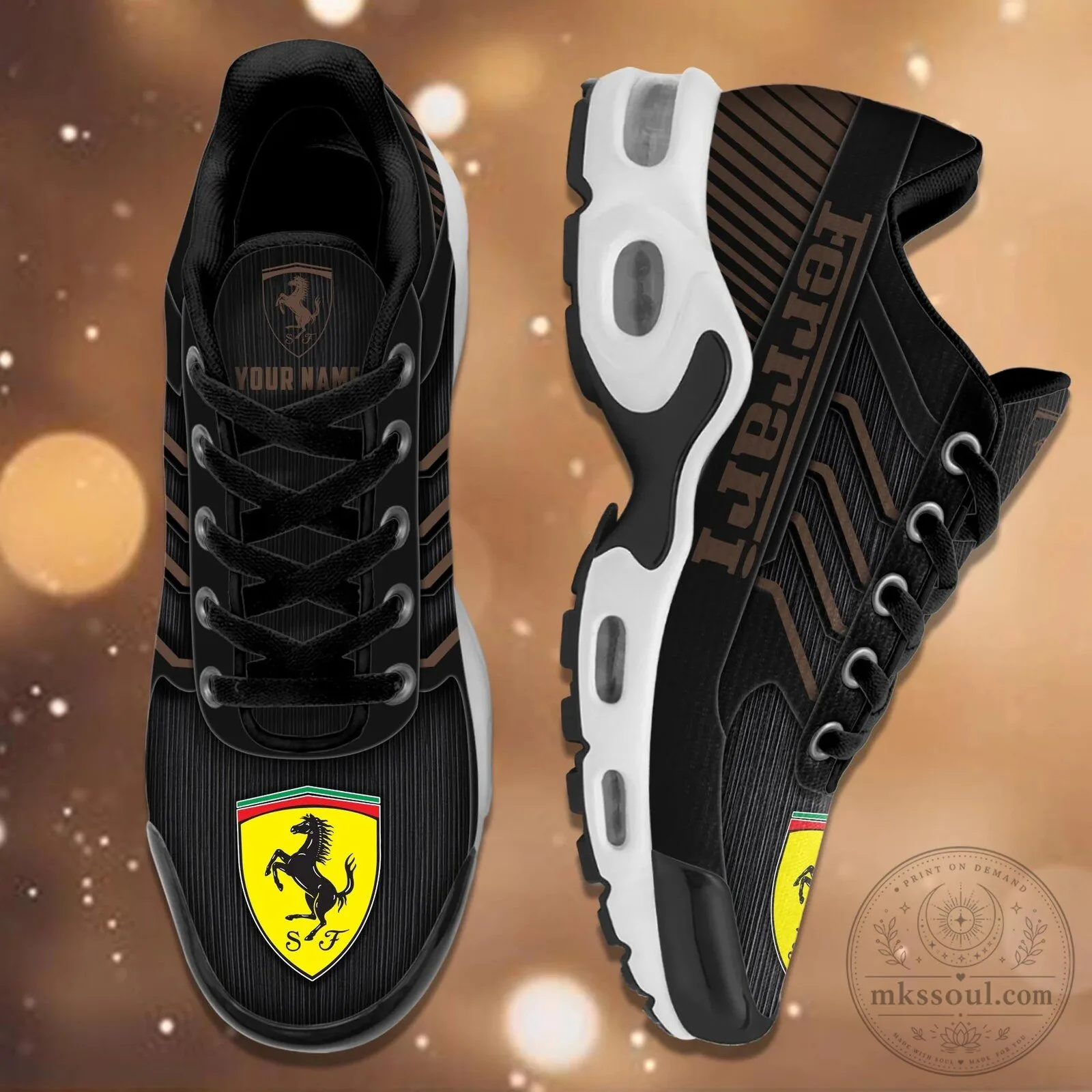 Ferrari Custom Name Black and Blue Sports Running Shoes 20 Ferrari Custom Name Black and Blue Sports Running Shoes