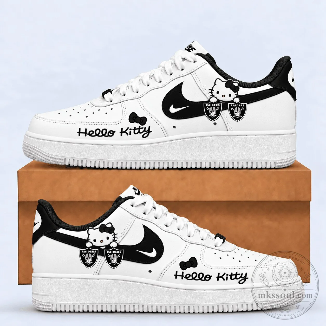 Las Vegas Raiders Hello Kitty Custom Air Force 1 Style Sneakers