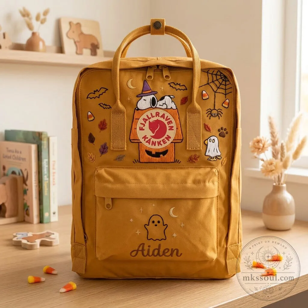 Personalized Name Fjallraven Kanken Backpack with Snoopy Halloween Embroidery 7 Personalized Name Fjallraven Kanken Backpack with Snoopy Halloween Embroidery
