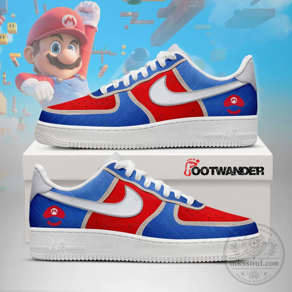 Super Mario Bros. Red and Blue Custom Sneakers