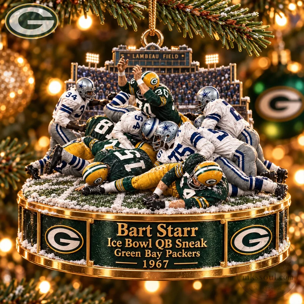 Green Bay Packers Bart Starr Ice Bowl QB Sneak Christmas Ornament Green Bay Packers Bart Starr Ice Bowl QB Sneak Christmas Ornament