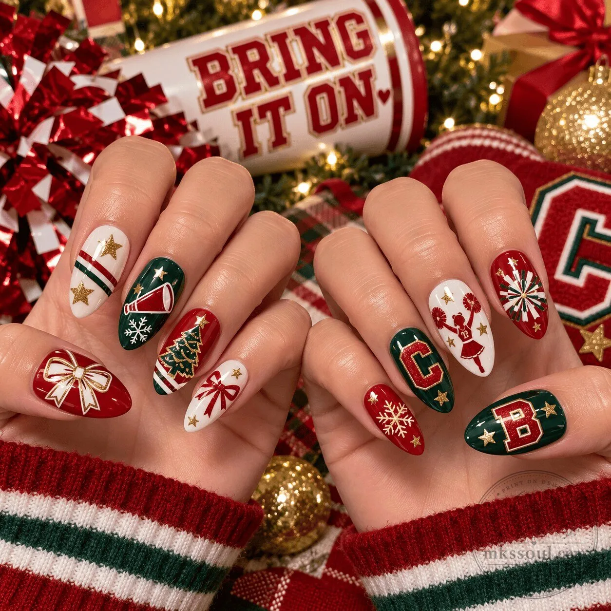 Bring It On Christmas Cheerleader Movie Press On Nails Set