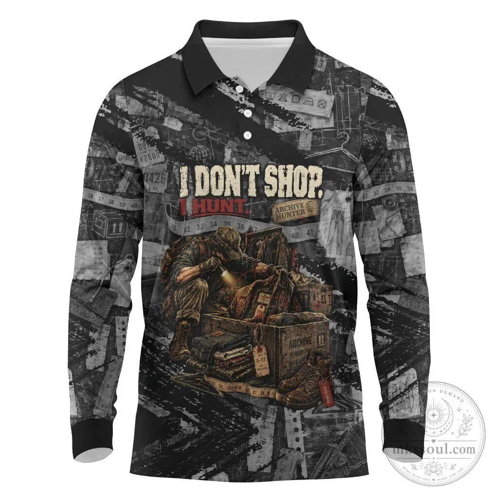 Archive Hunter The Hunt Never Ends Long Sleeve Polo Shirt