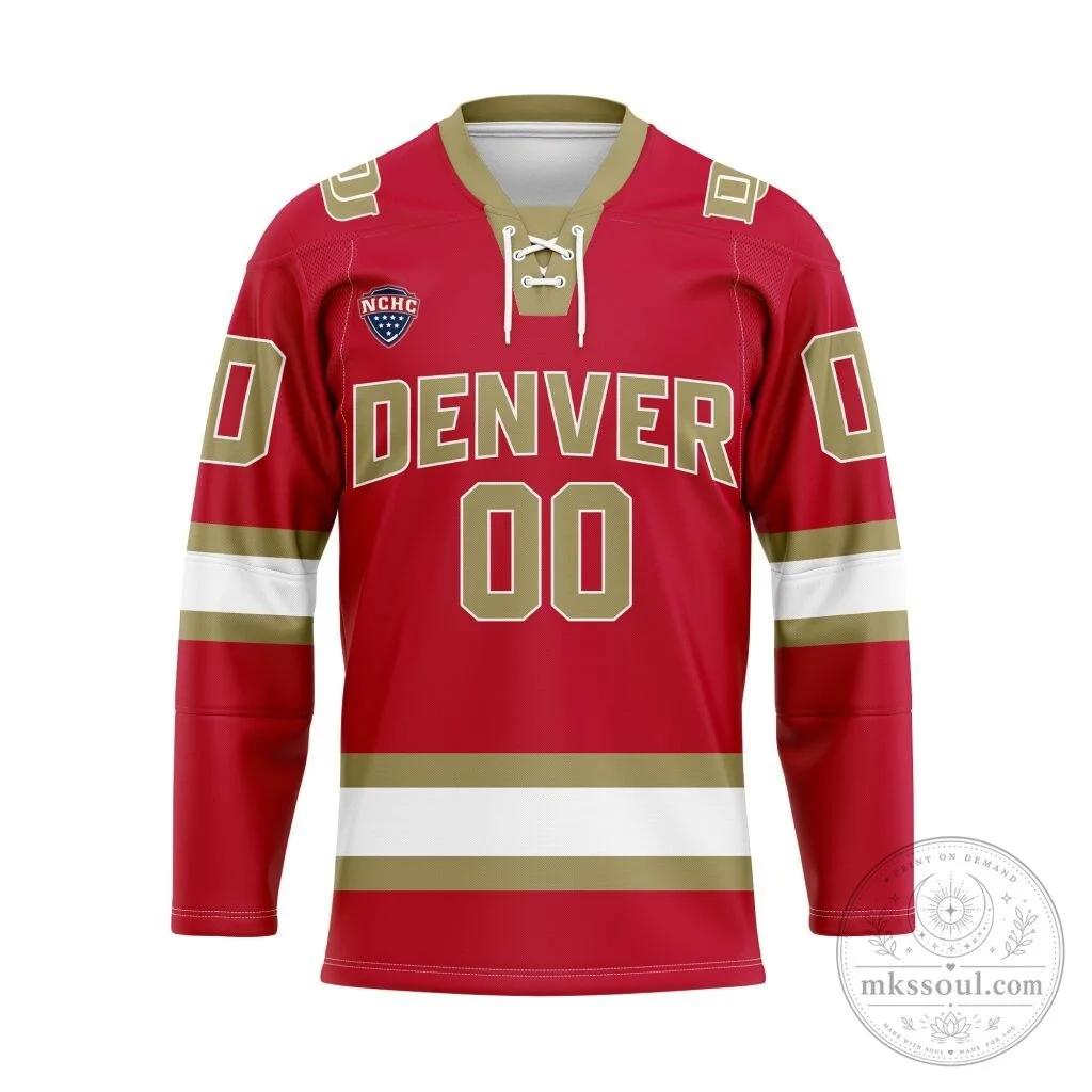 Denver Pioneers Personalized Away Lace Hockey Jersey