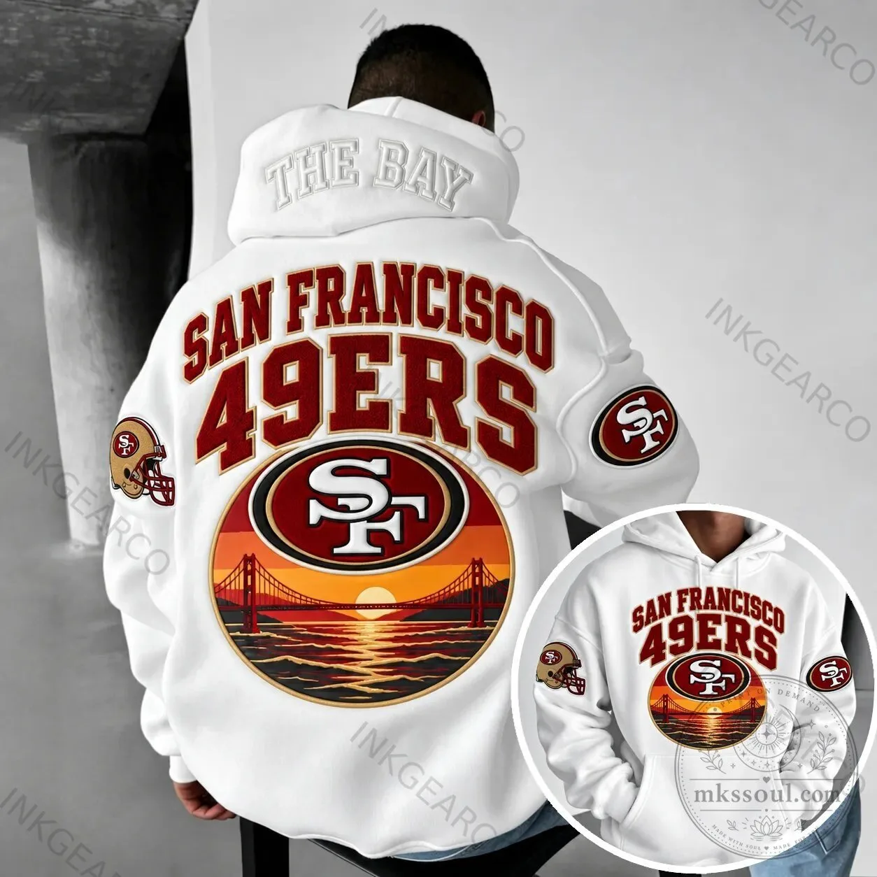 Sunset Hoodie Featuring the Golden Gate Bridge for San Francisco 49ers NFL Fans