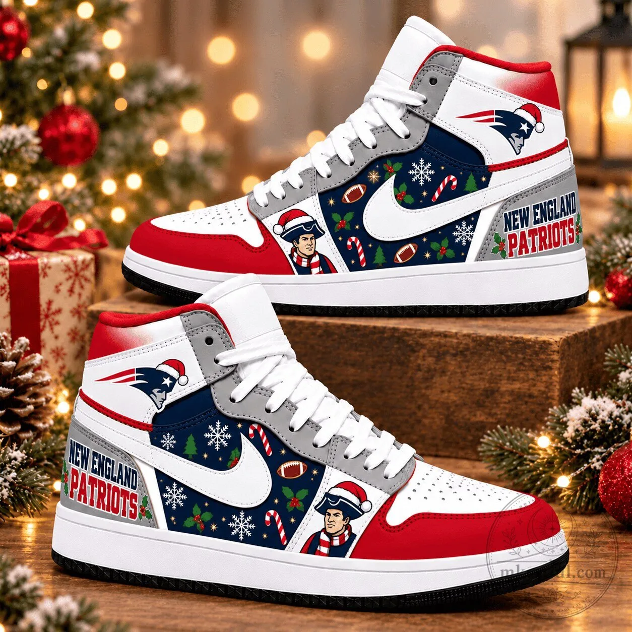 New England Patriots Christmas Holiday Design Custom High Top Sneakers