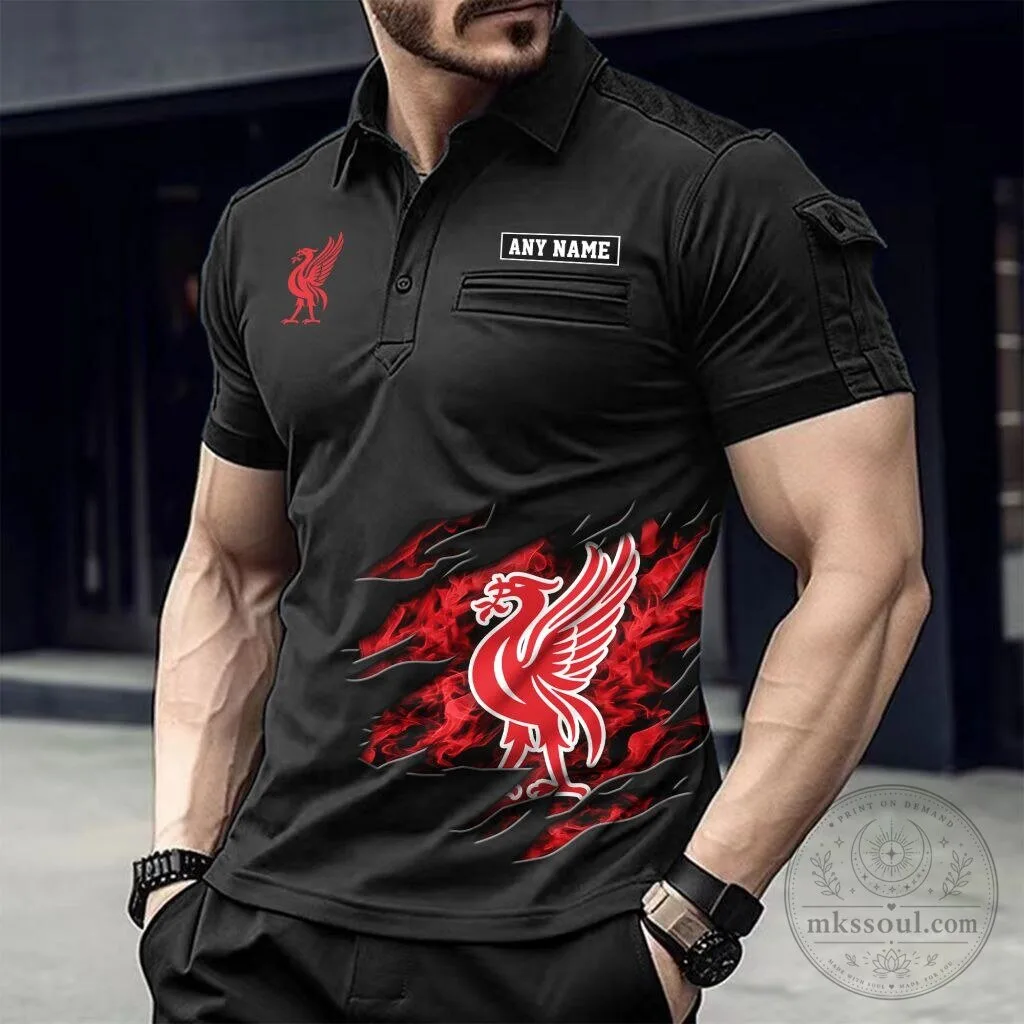 Liverpool Football Club Personalized Name Men's Short Sleeve Polo Shirt