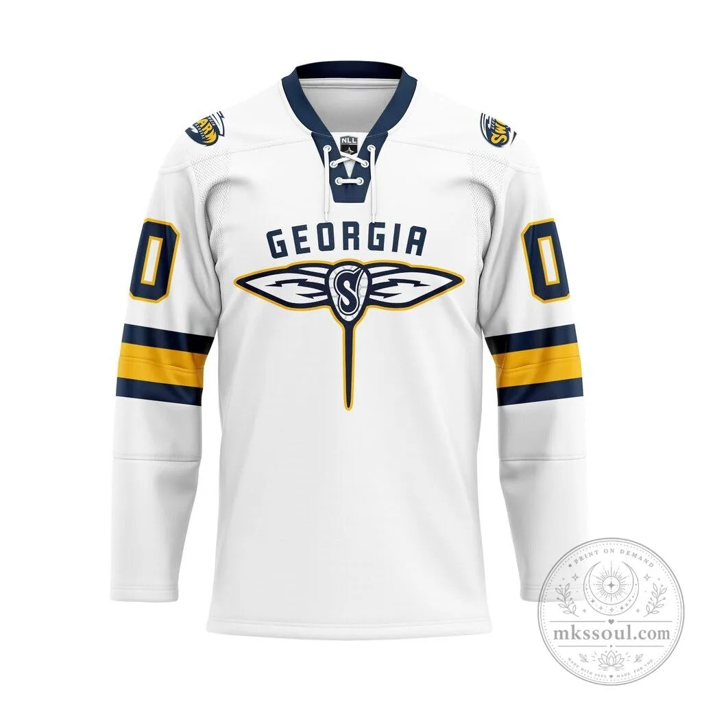 Georgia Swarm NLL White Personalized Lace-Up Hockey Jersey