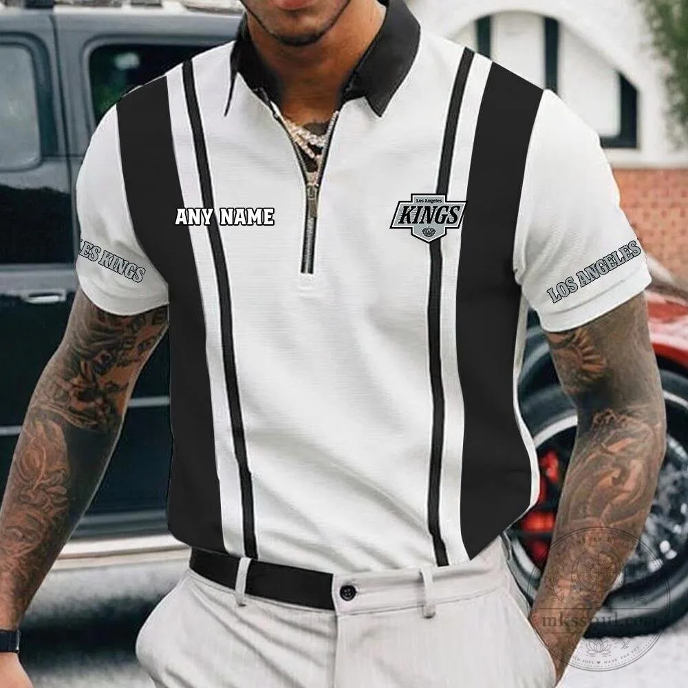 Los Angeles Kings Personalized Zipper Polo Shirt for Men, NHL Hockey Fan Apparel