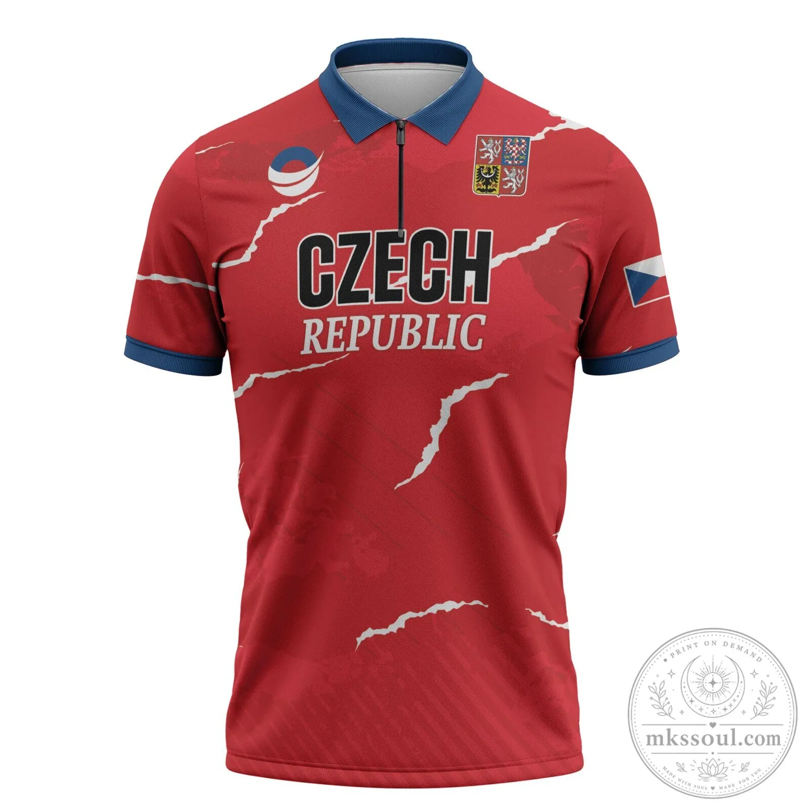 Czech Republic National Team Handball Fan Zipper Polo Shirt