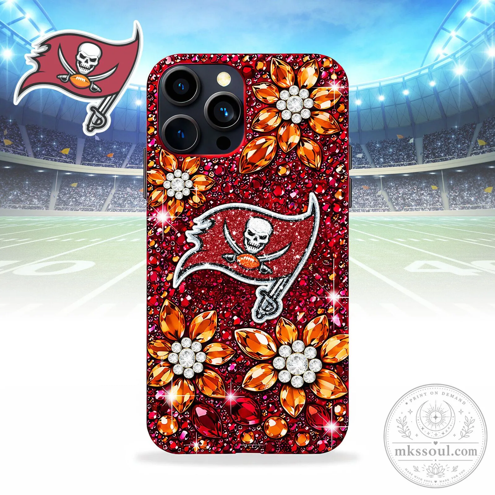 Tampa Bay Buccaneers NFL Football Team Rhinestone Bling Phone Case for iPhone