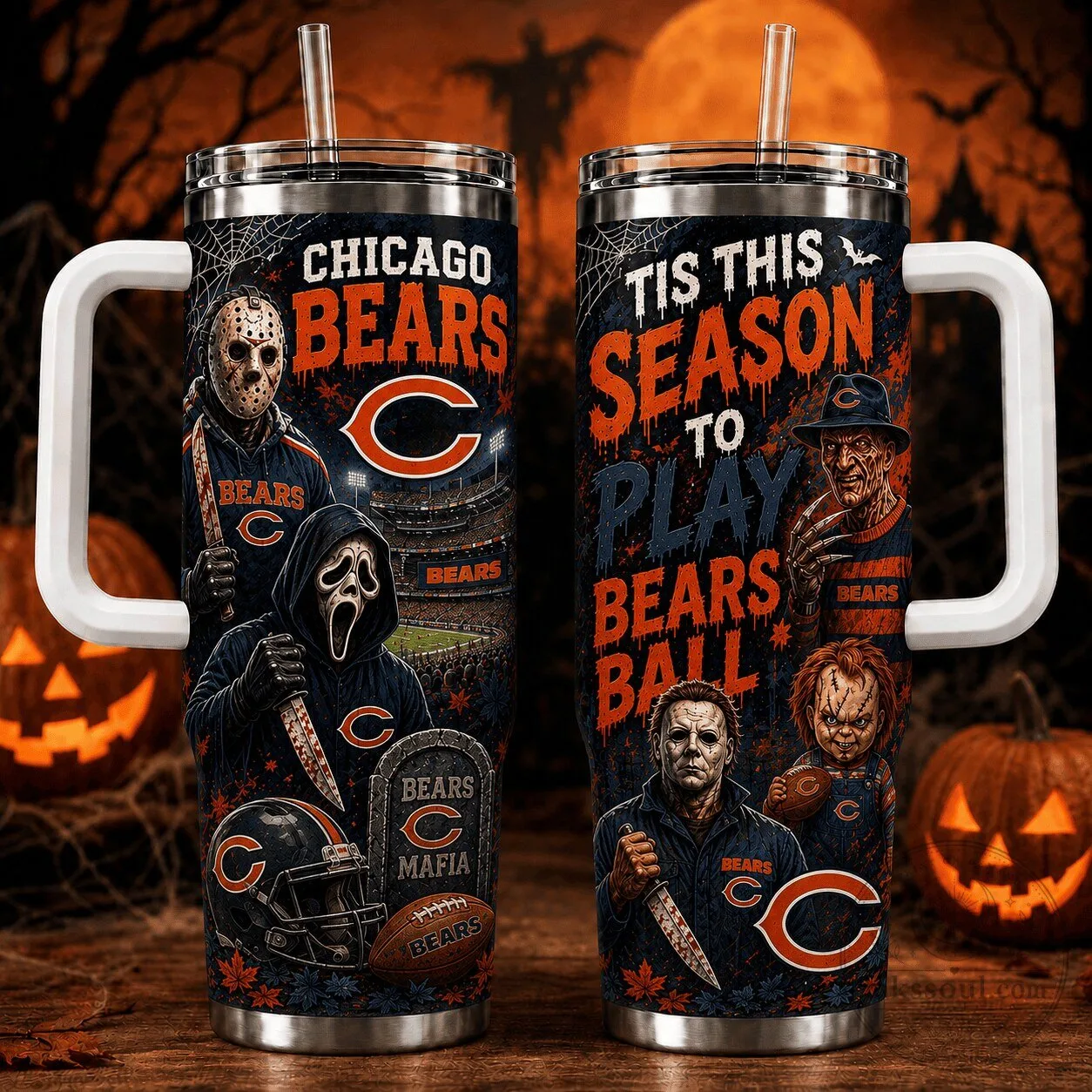 Halloween Horror Movie Character Tumbler for Chicago Bears Football Fans