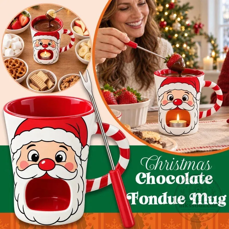 Christmas Santa Claus Chocolate Fondue Mug with Candy Cane Handle