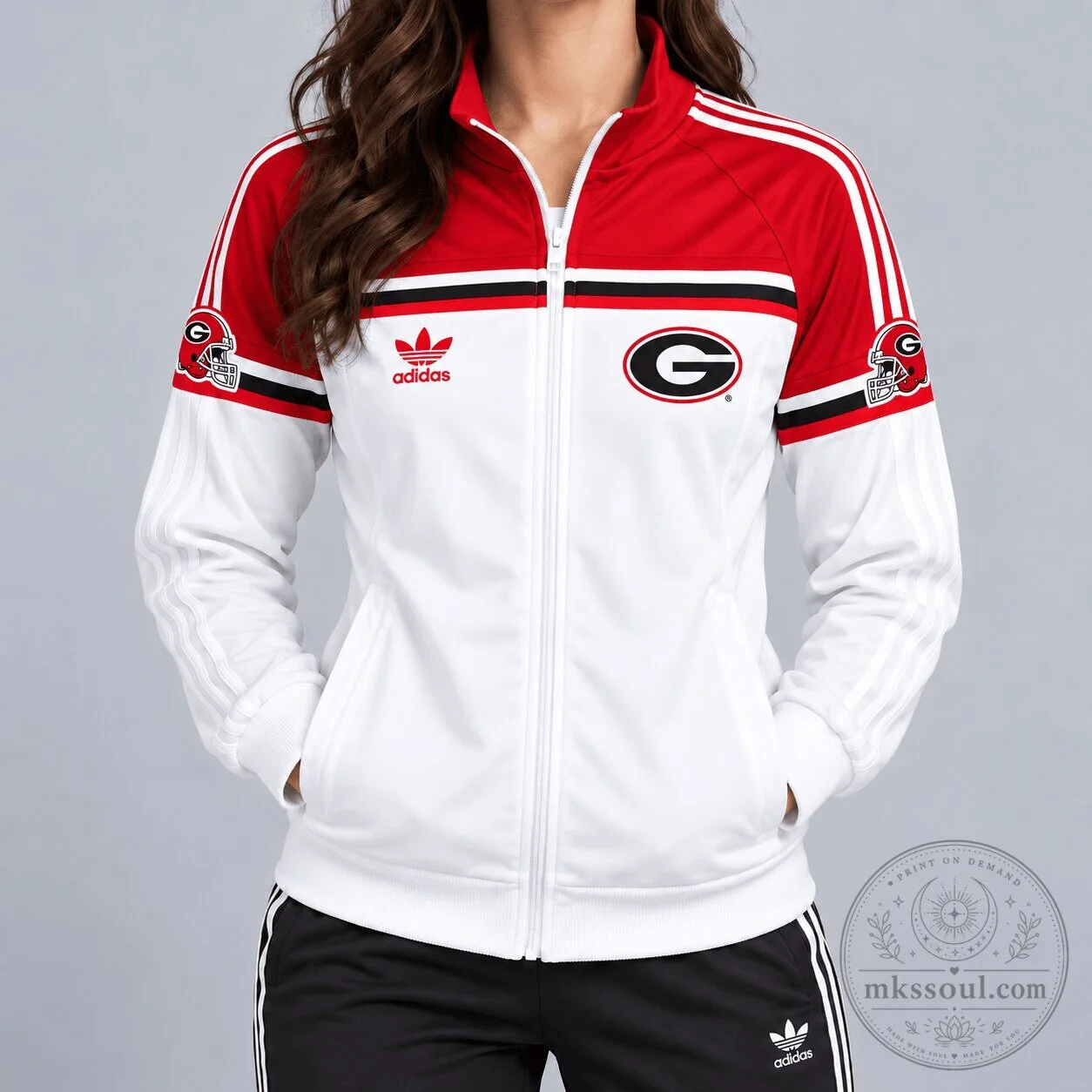 Georgia Bulldogs NCAA Adidas White Red Full-Zip Track Jacket