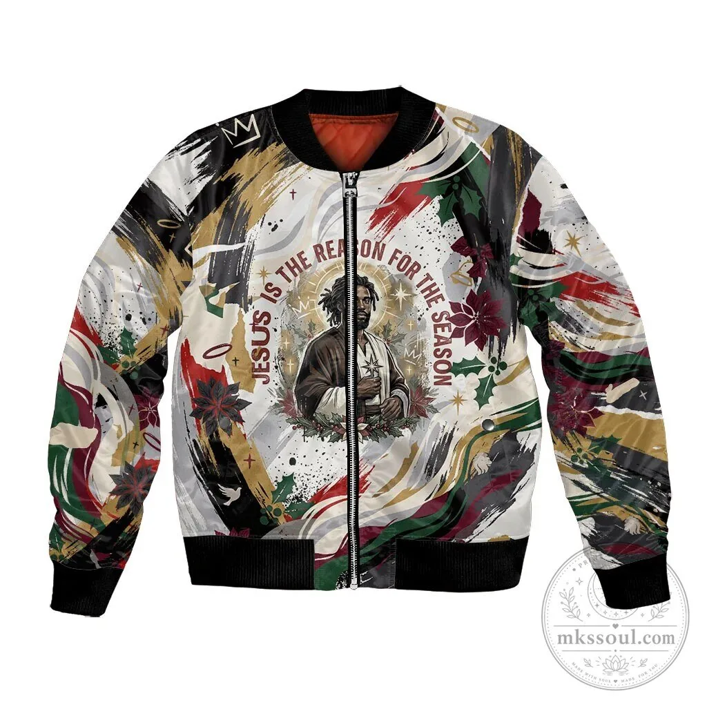 Jesus Is The Reason For The Season Christian Christmas Bomber Jacket