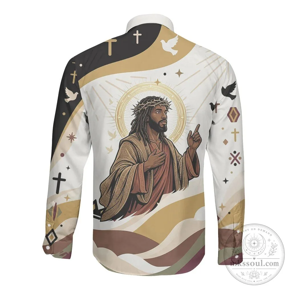 King Jesus African Black Christ Religious Christian Faith Long Sleeve Button Shirt 5 King Jesus African Black Christ Religious Christian Faith Long Sleeve Button Shirt
