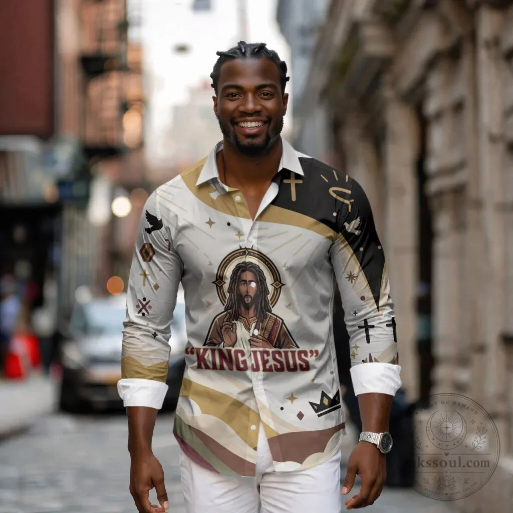 King Jesus African Black Christ Religious Christian Faith Long Sleeve Button Shirt 6 King Jesus African Black Christ Religious Christian Faith Long Sleeve Button Shirt