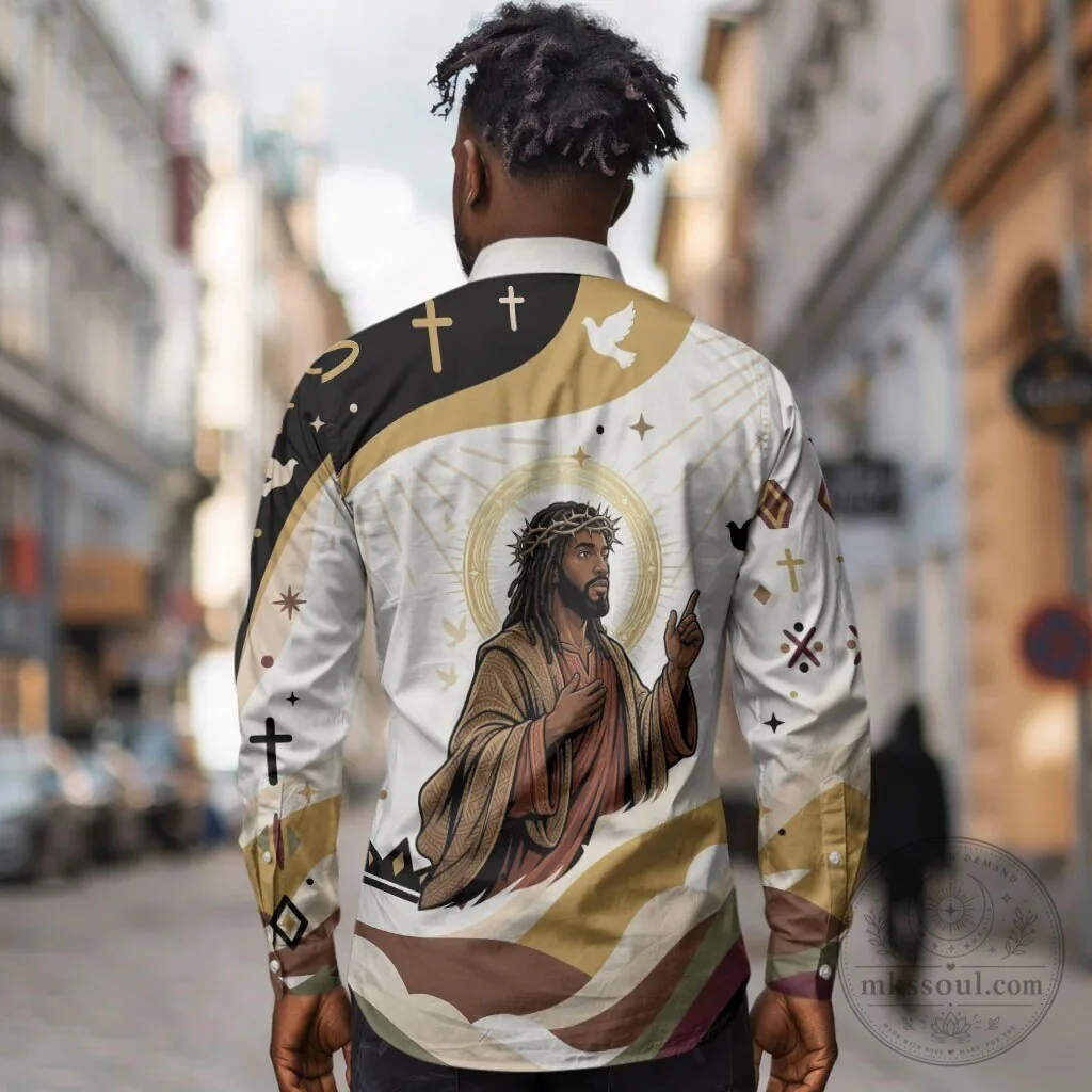 King Jesus African Black Christ Religious Christian Faith Long Sleeve Button Shirt 7 King Jesus African Black Christ Religious Christian Faith Long Sleeve Button Shirt