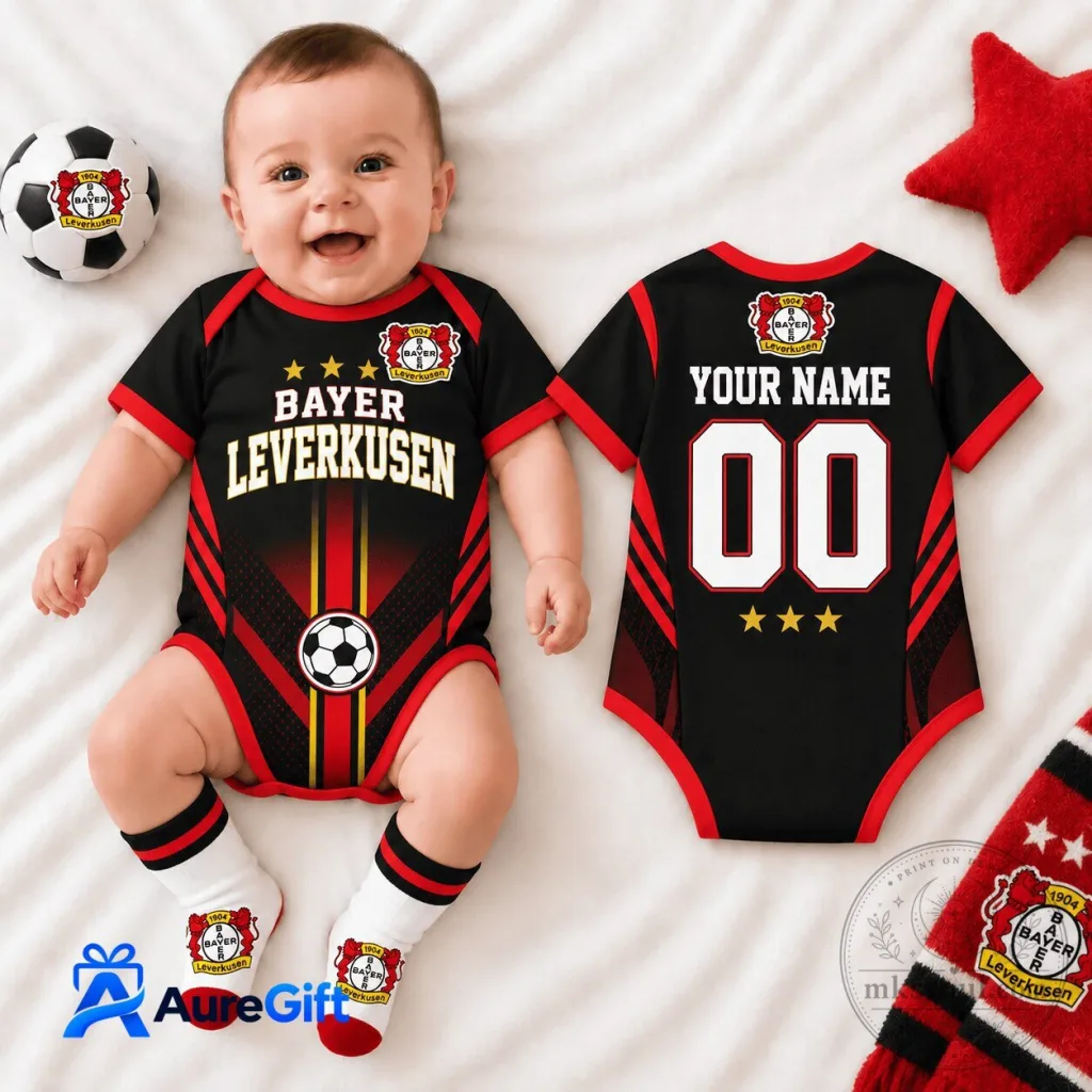 Bayer Leverkusen Bundesliga Personalized Name and Number Baby Romper Bayer Leverkusen Bundesliga Personalized Name and Number Baby Romper