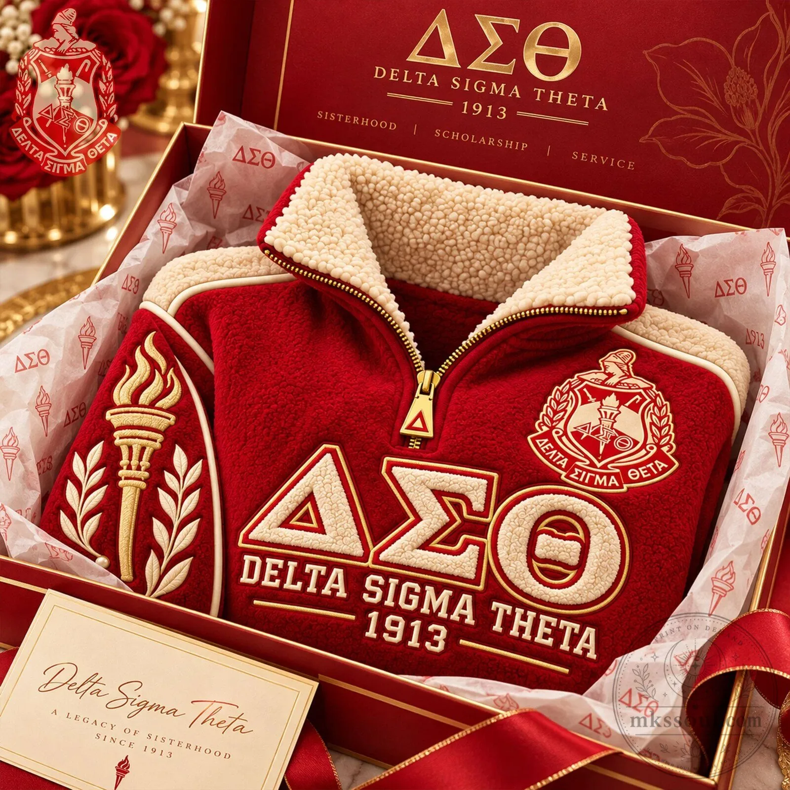 Delta Sigma Theta Sorority Sherpa Collar Pullover Sweatshirt 4 Delta Sigma Theta Sorority Sherpa Collar Pullover Sweatshirt