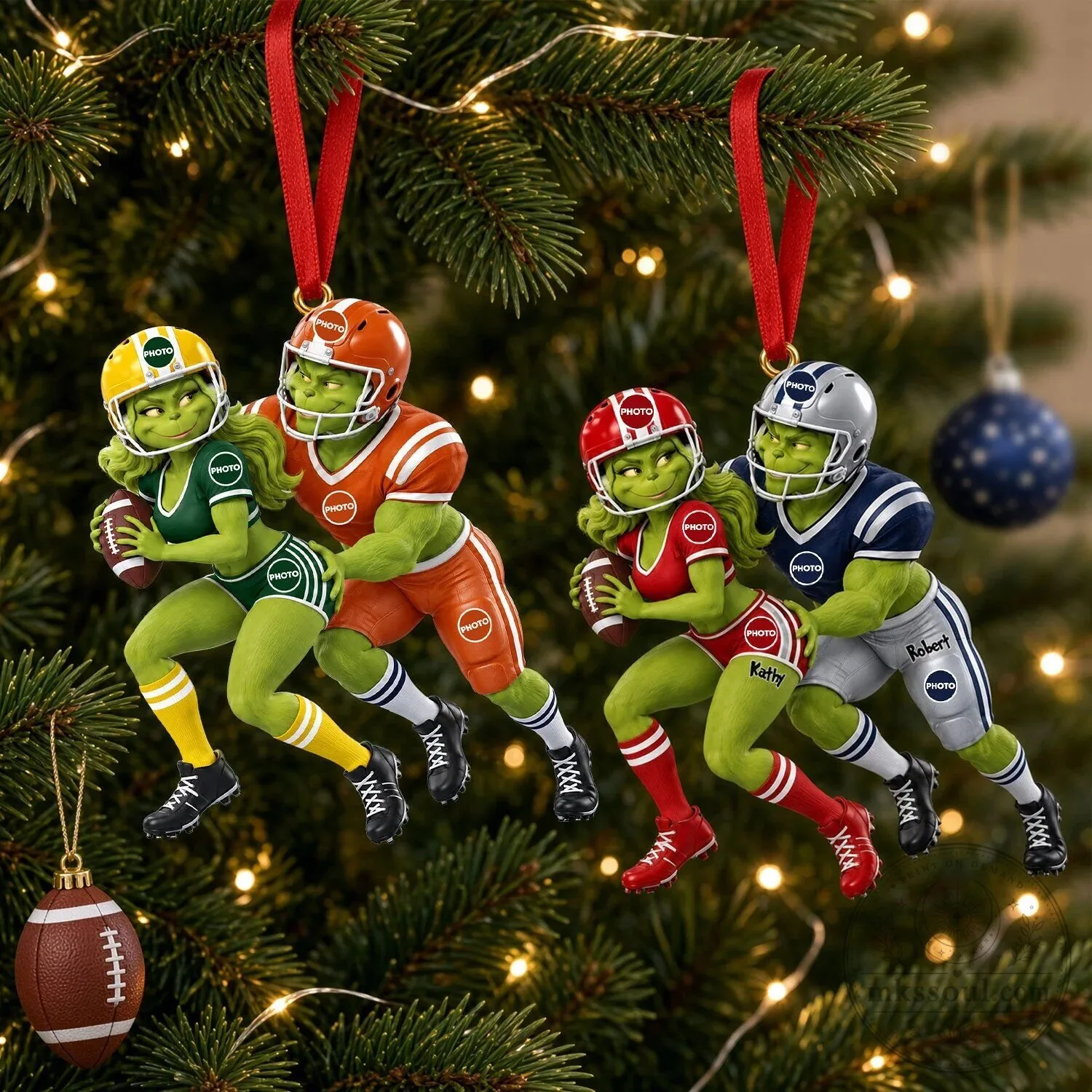 Personalized Grinch Couple Football Christmas Tree Ornament 4 Personalized Grinch Couple Football Christmas Tree Ornament