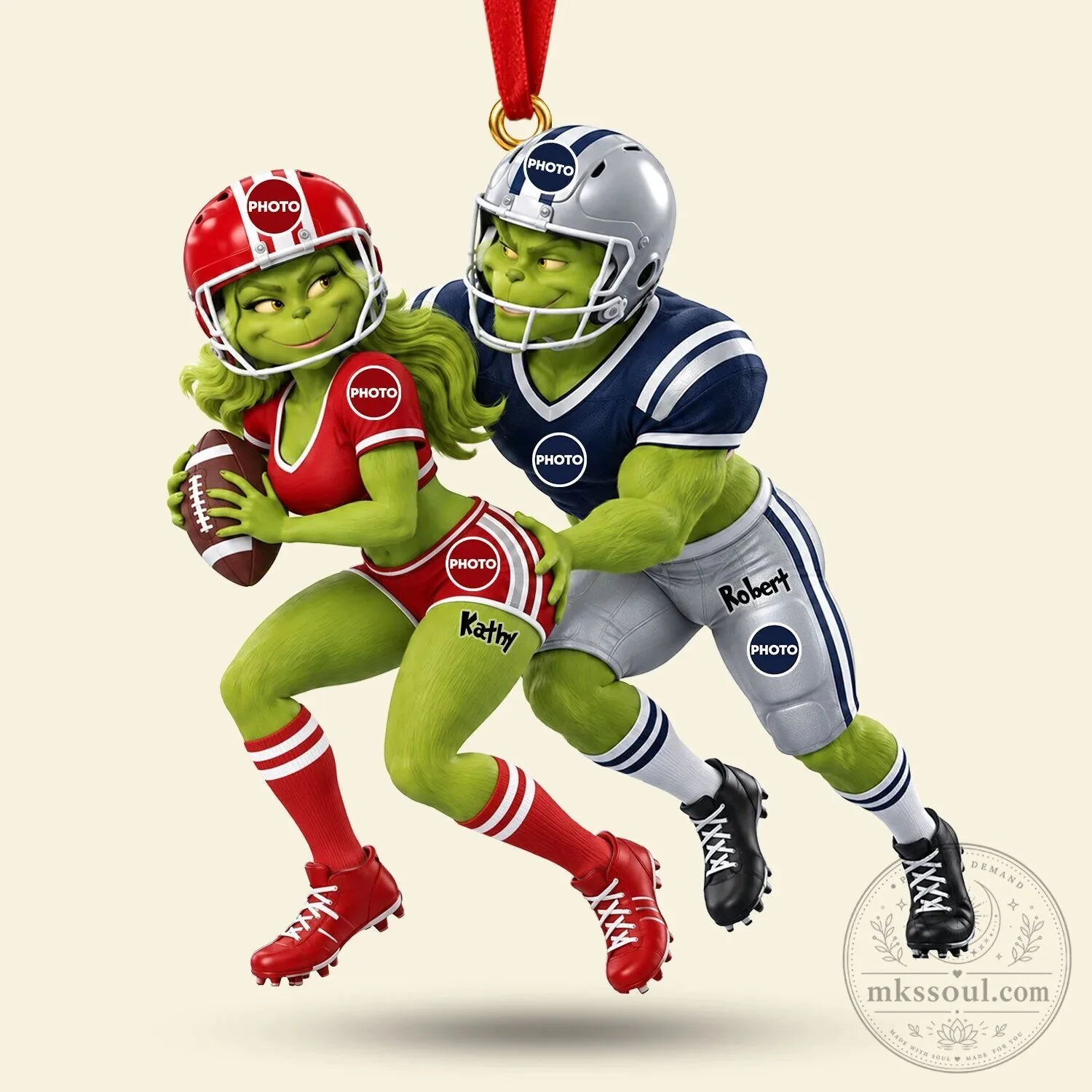 Personalized Grinch Couple Football Christmas Tree Ornament 5 Personalized Grinch Couple Football Christmas Tree Ornament
