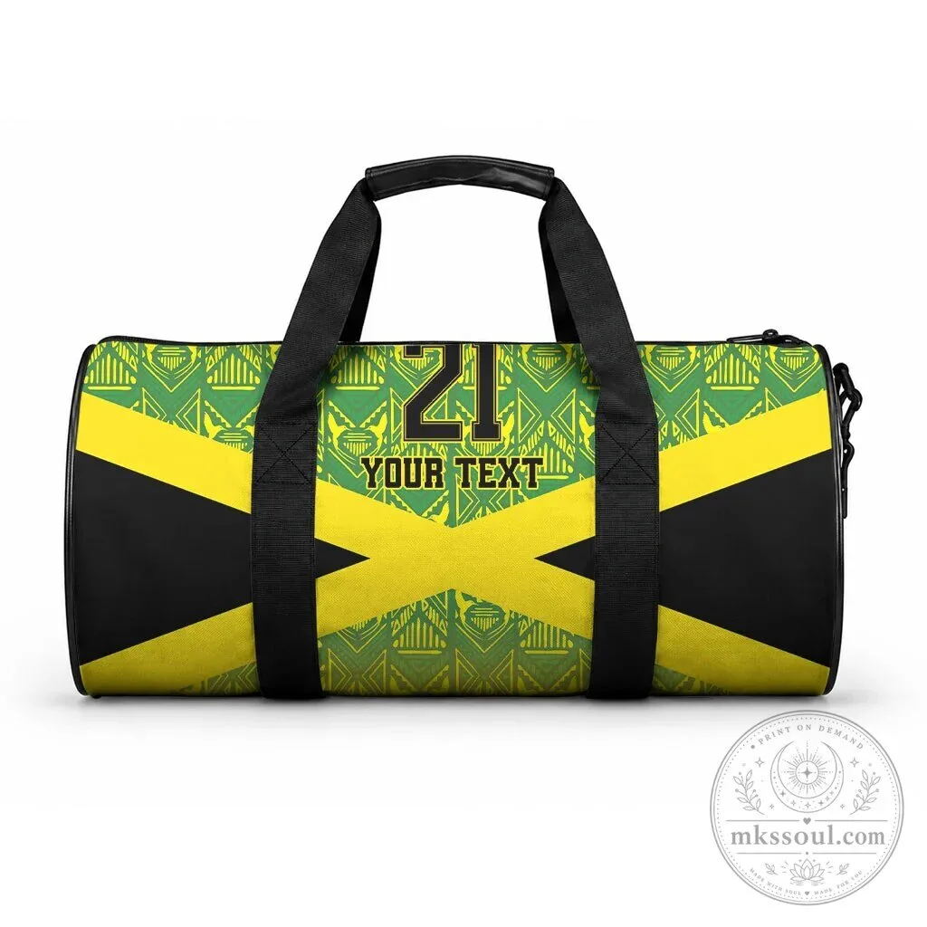 Jamaica Flag Custom Text And Number Gym Duffle Bag 4 Jamaica Flag Custom Text And Number Gym Duffle Bag