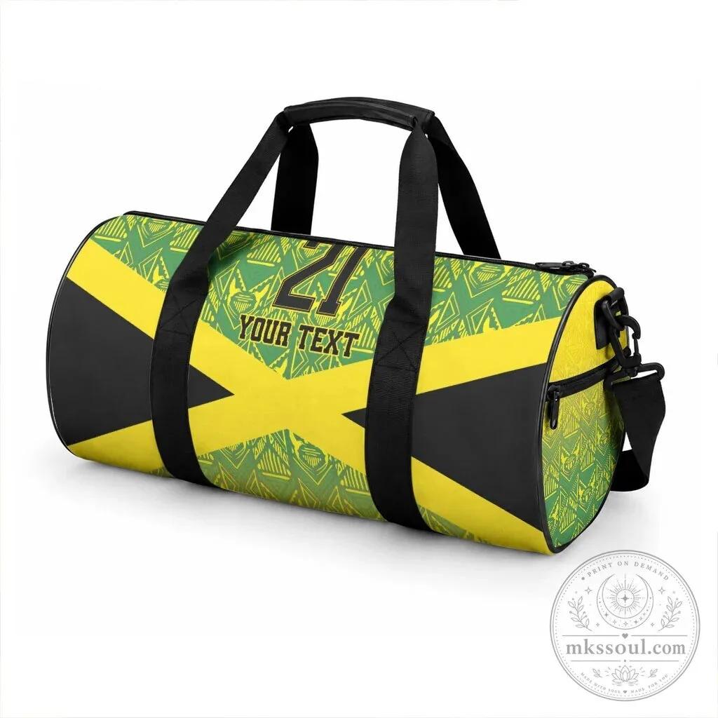 Jamaica Flag Custom Text And Number Gym Duffle Bag 5 Jamaica Flag Custom Text And Number Gym Duffle Bag