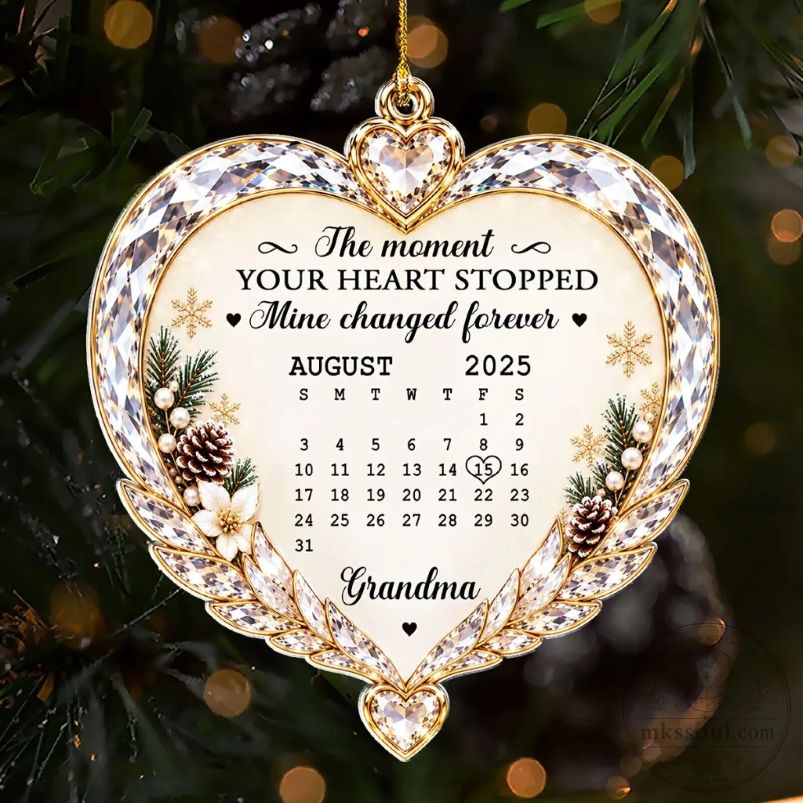 Personalized Memorial Heart Ornament for Mom, Loss of Mother Remembrance Gift 7 Personalized Memorial Heart Ornament for Mom, Loss of Mother Remembrance Gift