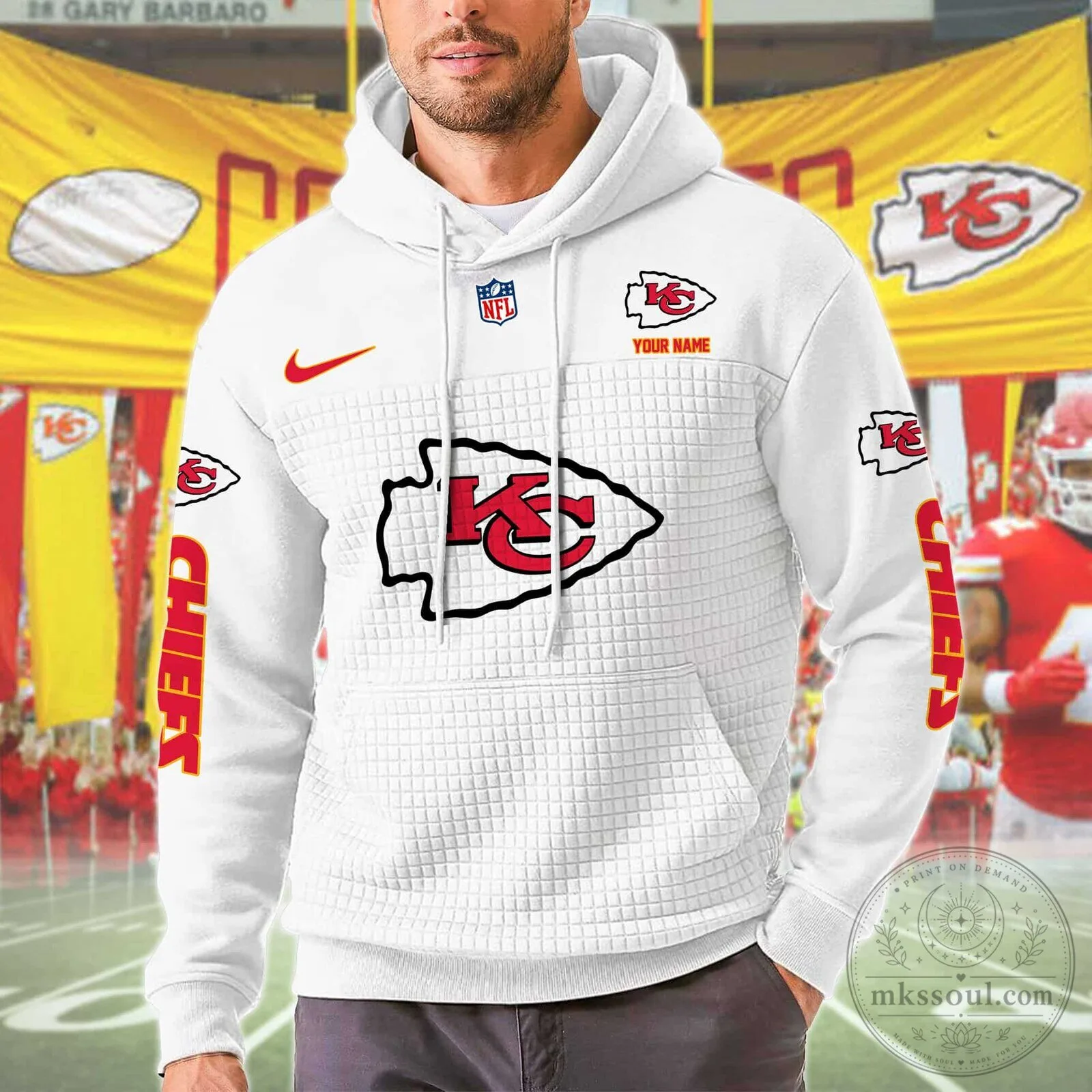 Kansas City Chiefs Personalized Red And Gold Color Block Hoodie 7 Kansas City Chiefs Personalized Red And Gold Color Block Hoodie