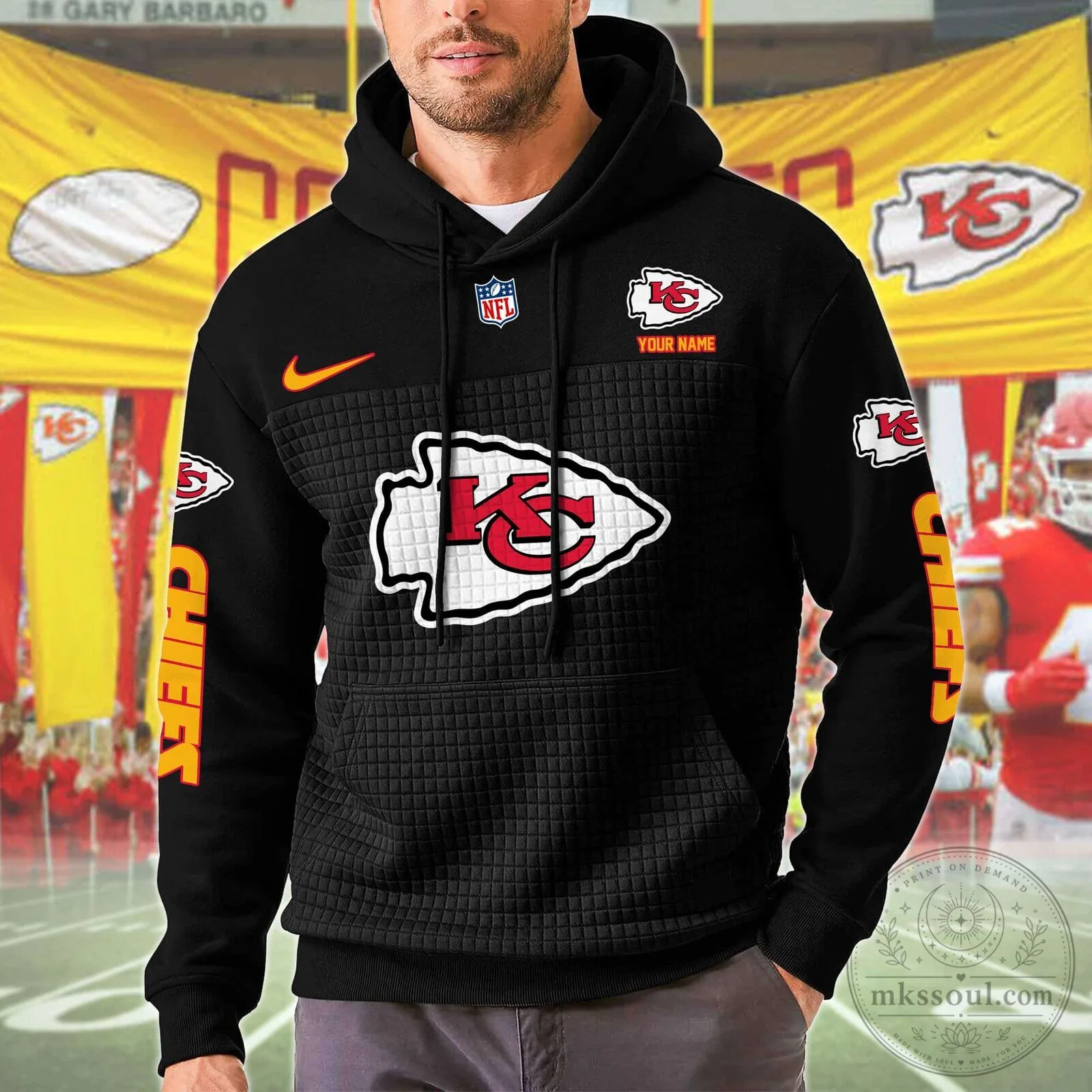 Kansas City Chiefs Personalized Red And Gold Color Block Hoodie 8 Kansas City Chiefs Personalized Red And Gold Color Block Hoodie
